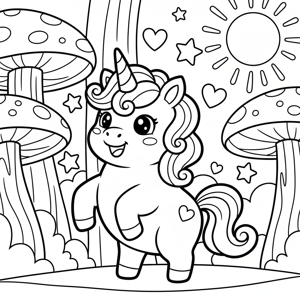 Unicorn coloring page for everyone - Comic Book style