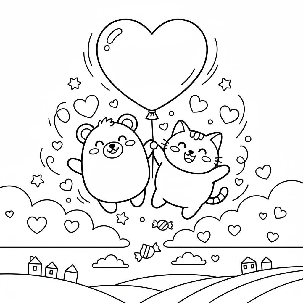 Valentine's Day coloring page for everyone - Comic Book style
