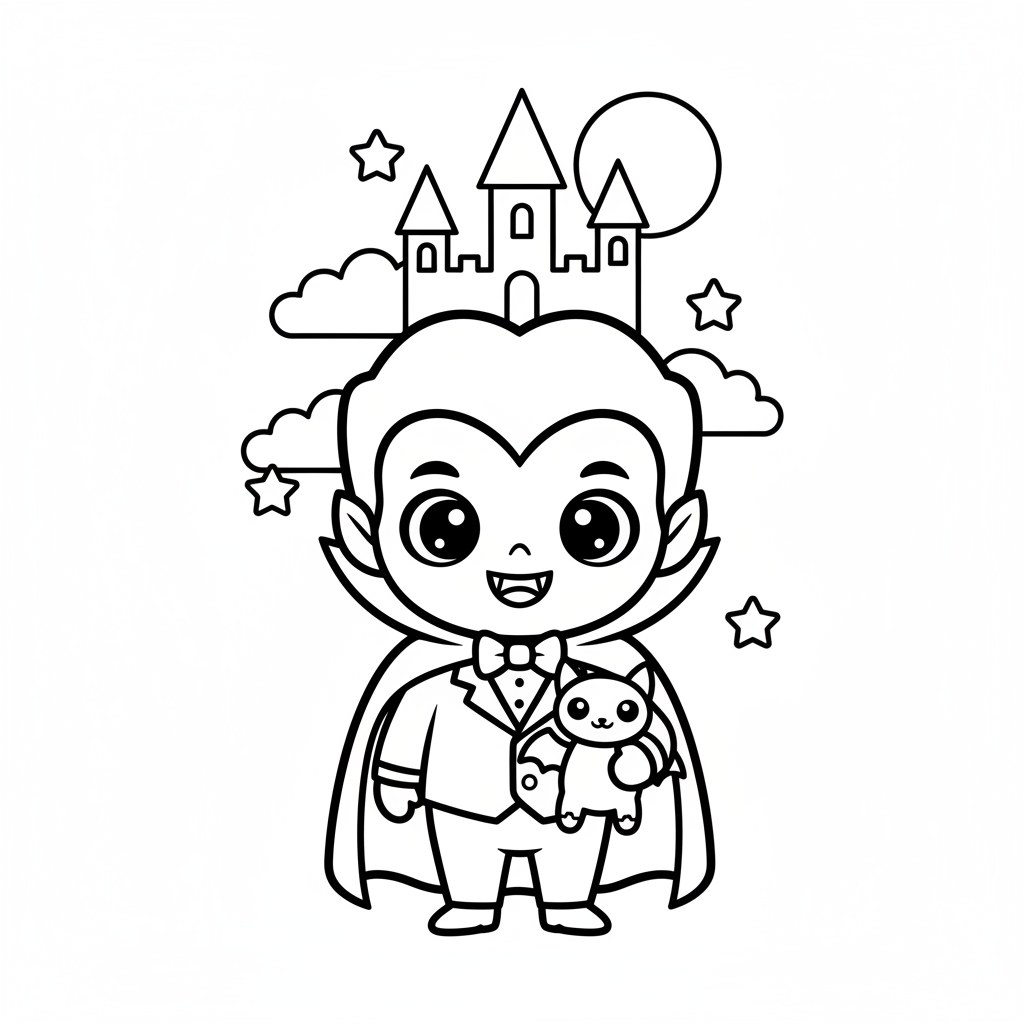 Vampire coloring page for everyone - Comic Book style