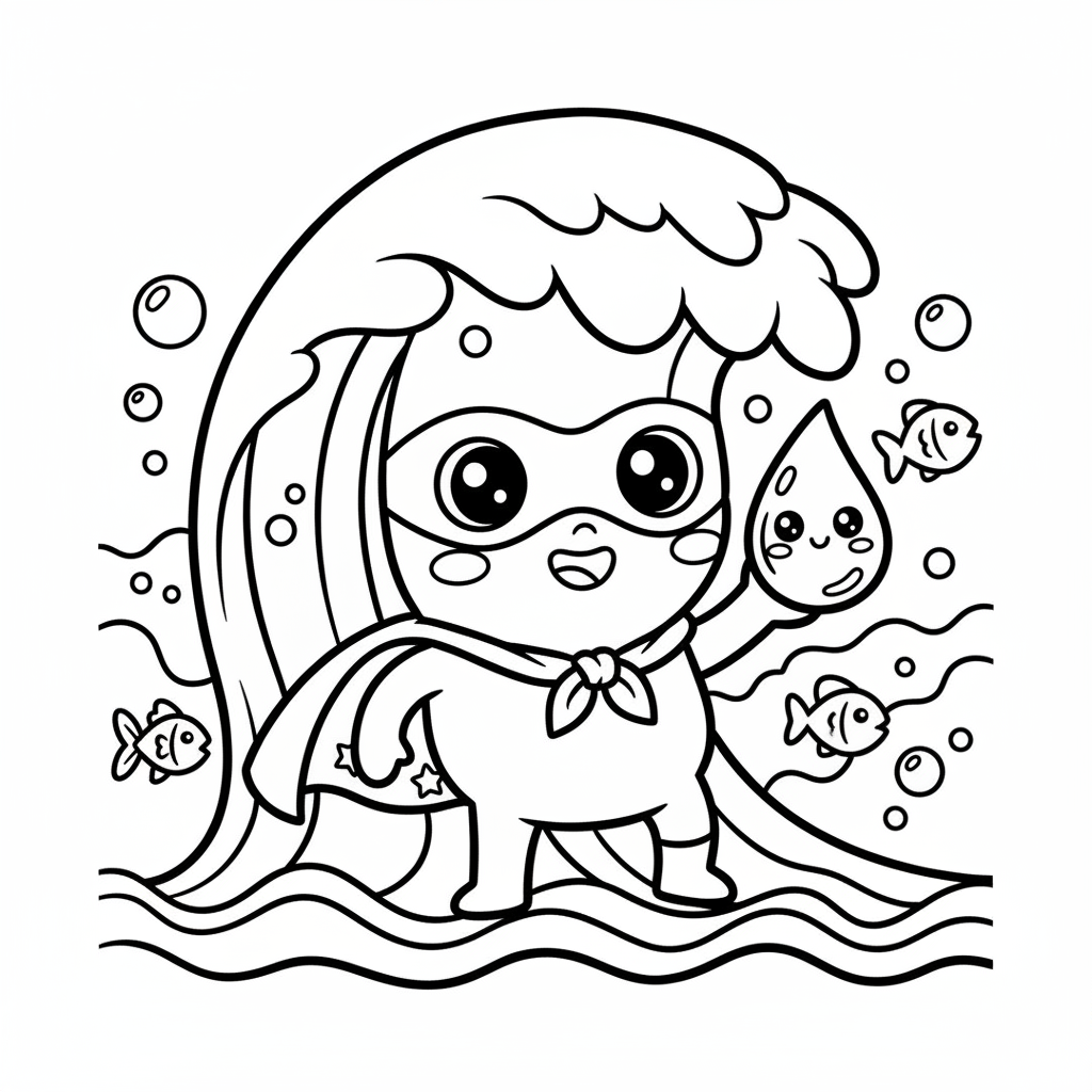 Water coloring page for everyone - Comic Book style