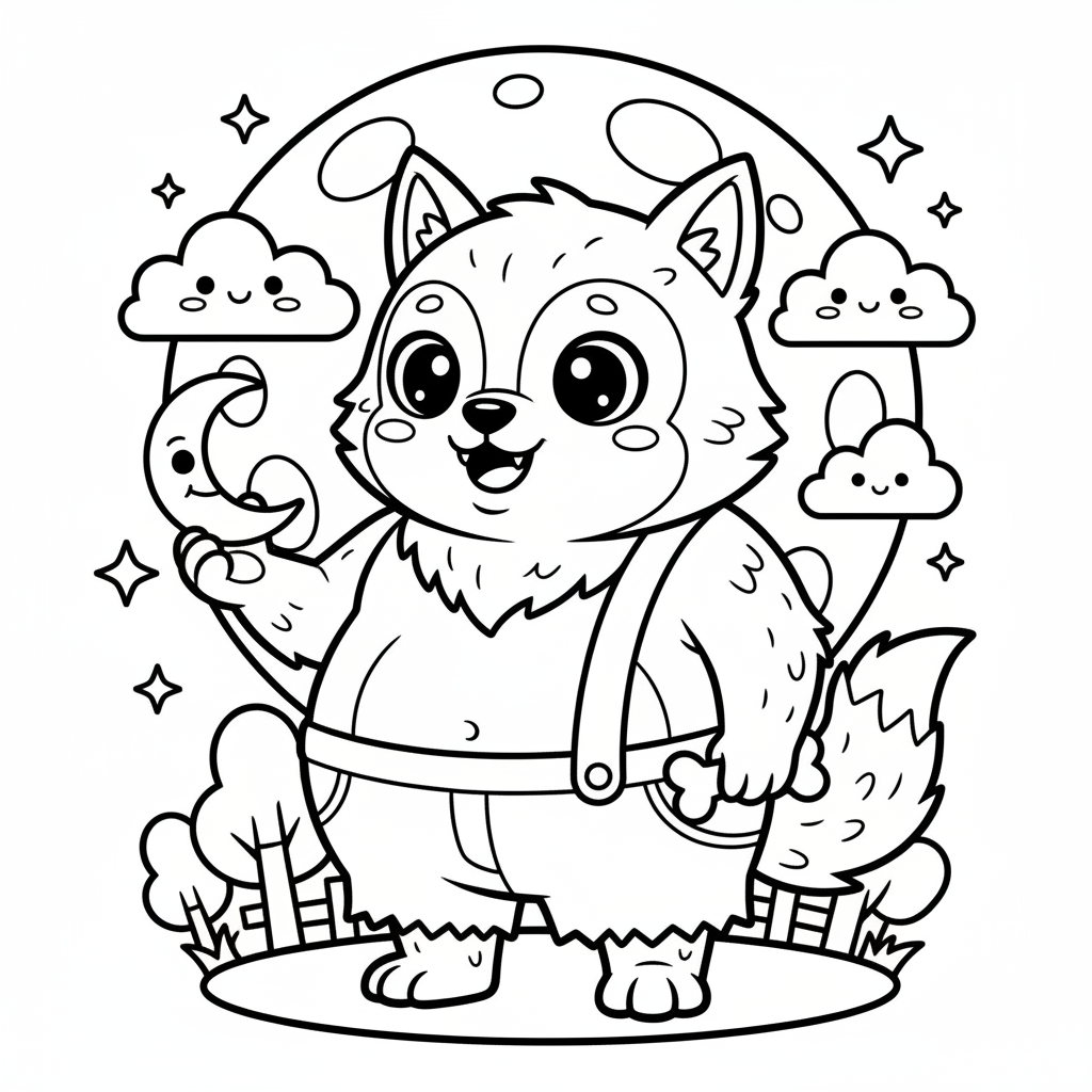 Werewolf coloring page for everyone - Comic Book style