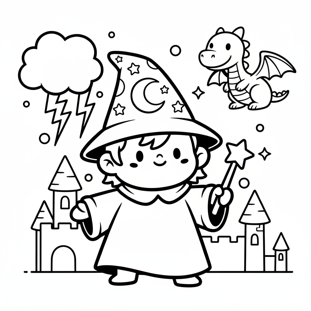 Wizard coloring page for everyone - Comic Book style