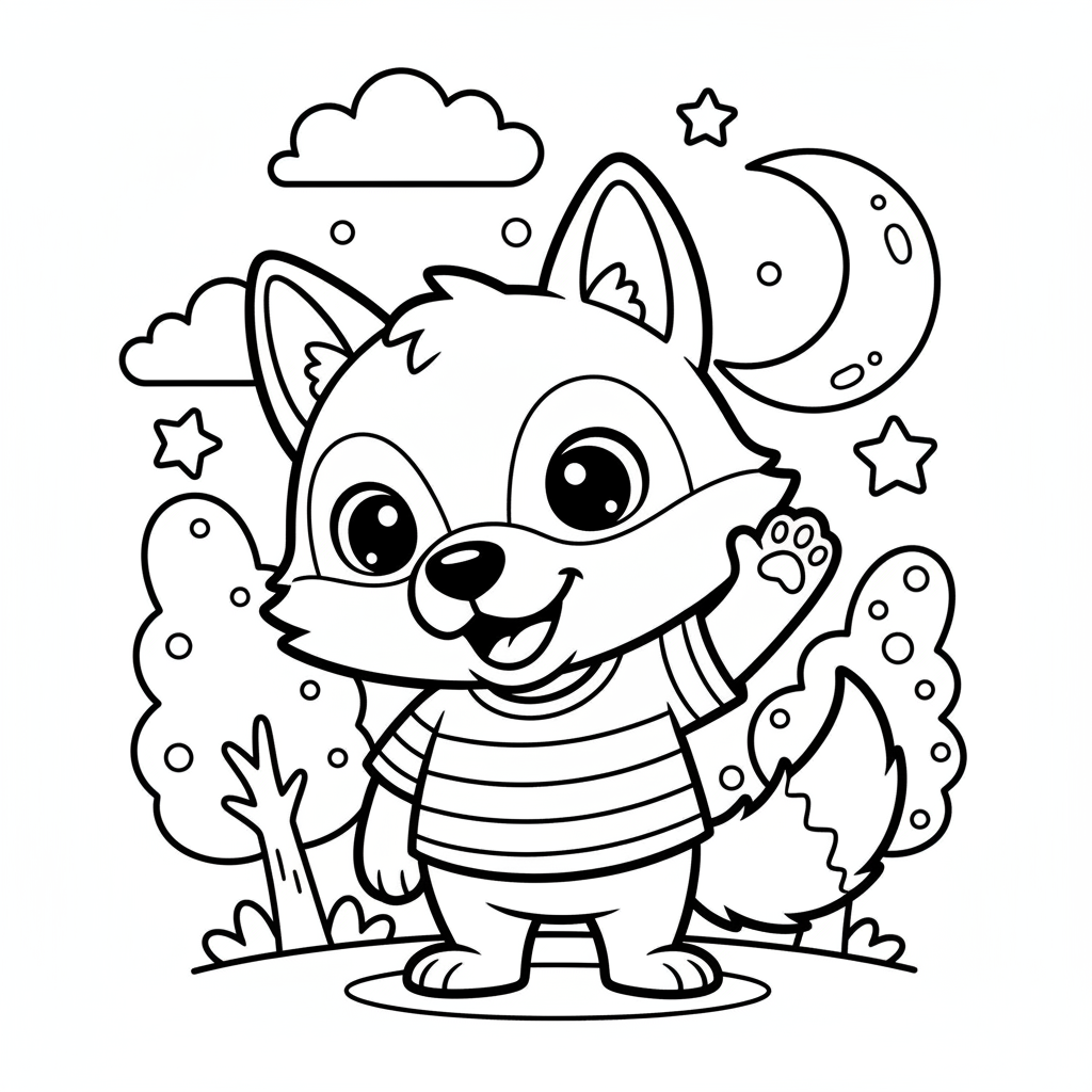 Wolf coloring page for everyone - Comic Book style