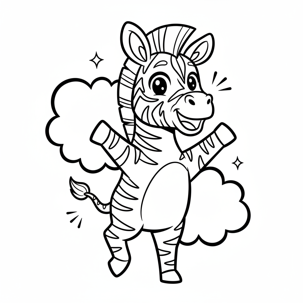 Zebra coloring page for everyone - Comic Book style