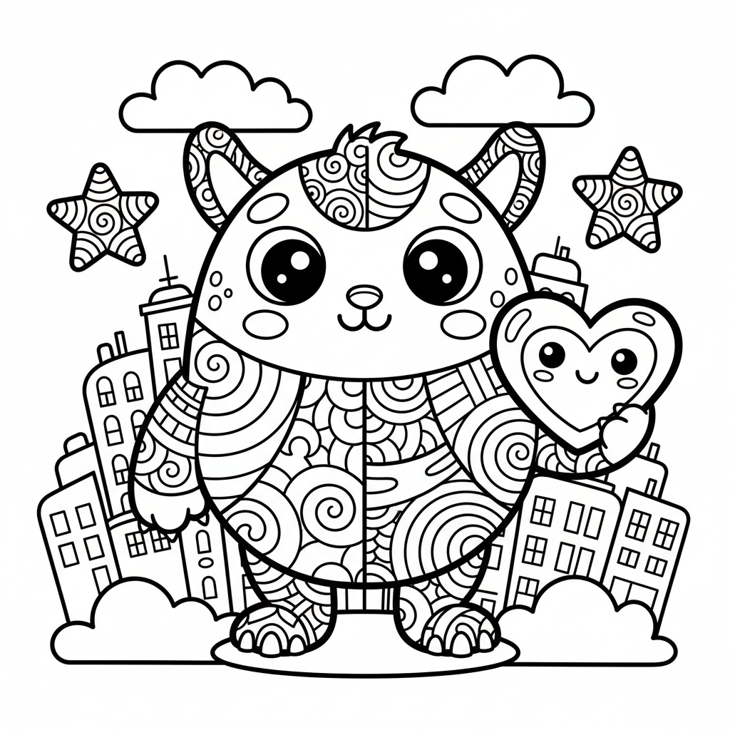 Zentangle coloring page for everyone - Comic Book style
