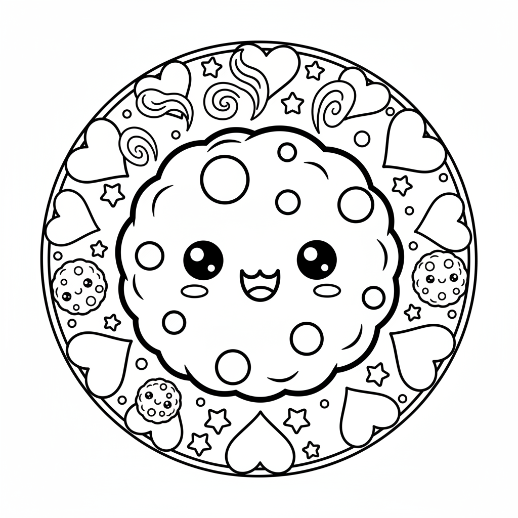 Cookie coloring page for adults - Standard style