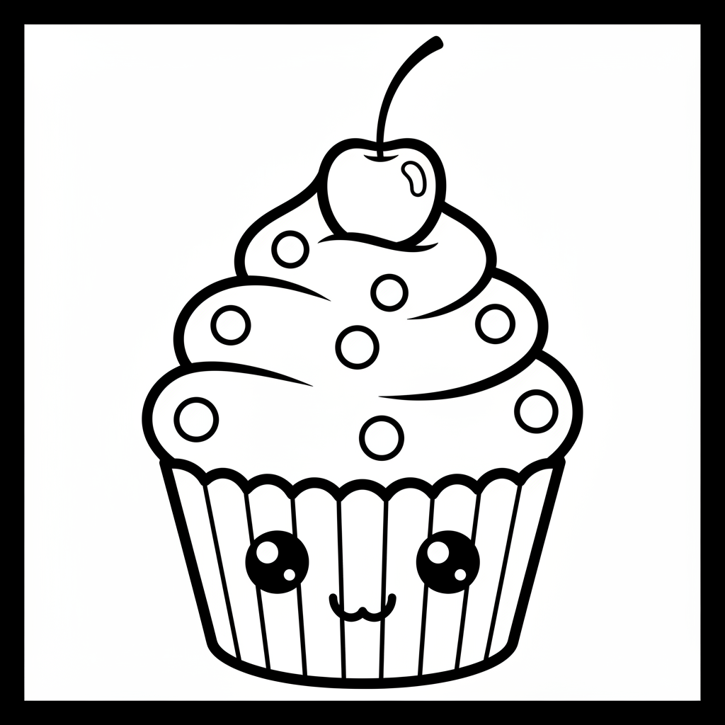 Cupcake coloring page for beginners - Standard style