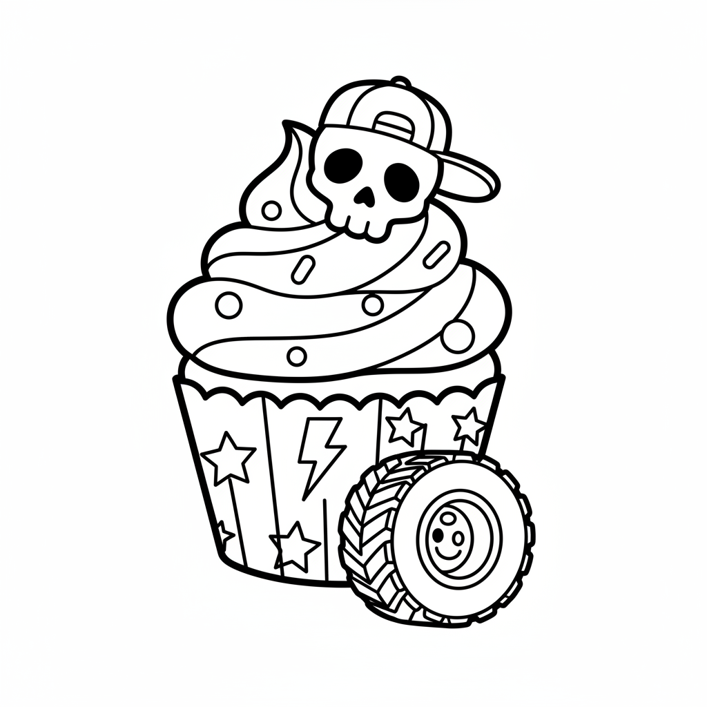 Cupcake coloring page for boys - Standard style