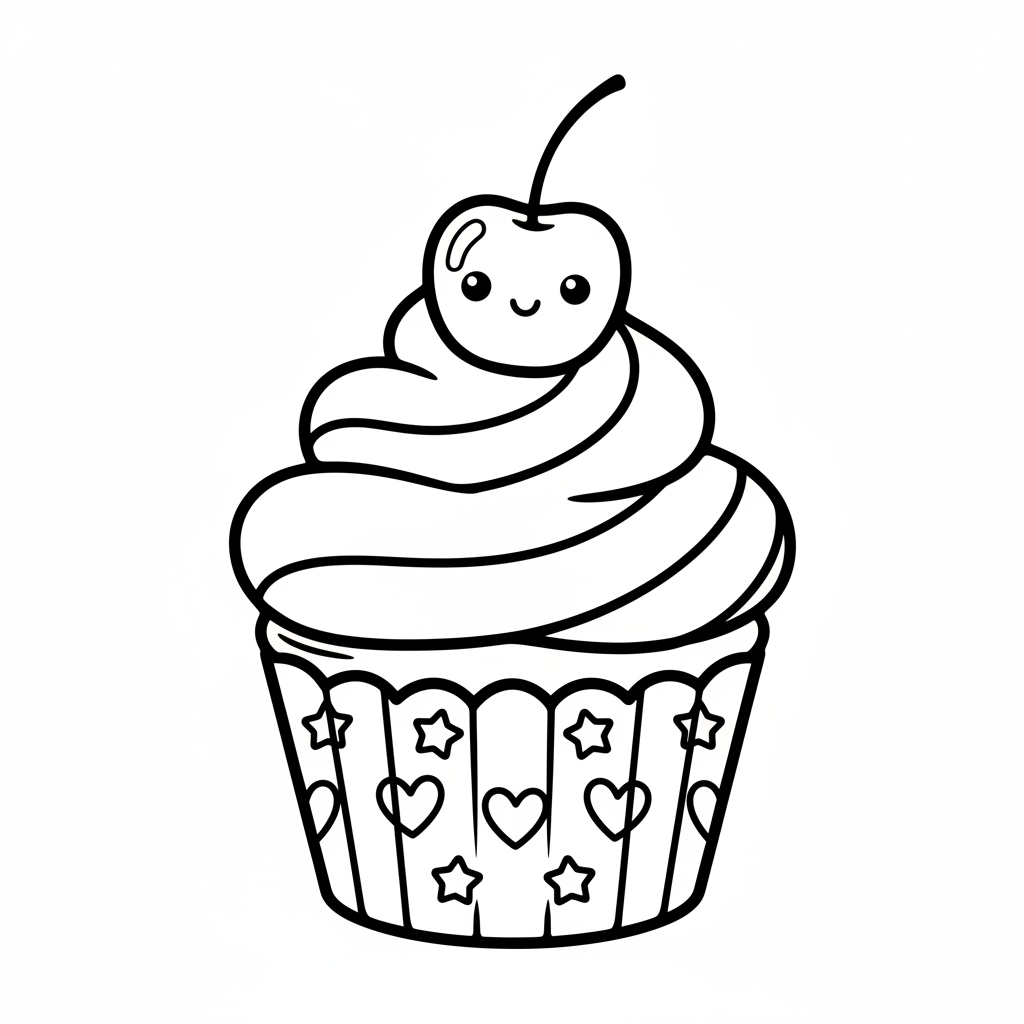 Cupcake coloring page for girls - Standard style