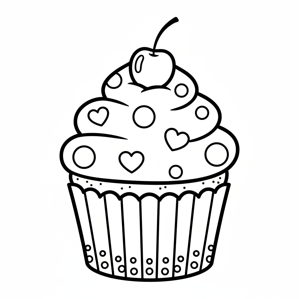 Cupcake coloring page for intermediates - Standard style