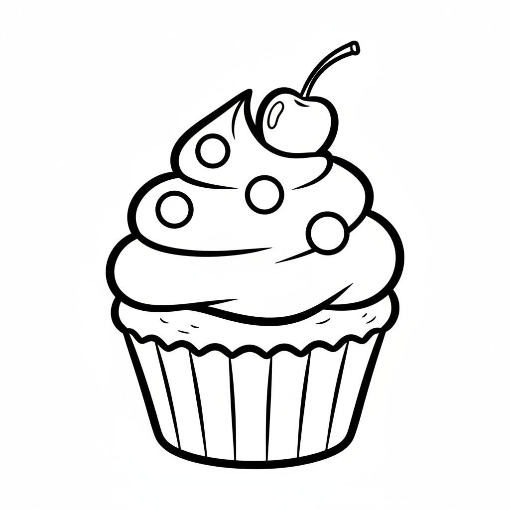 Cupcake coloring page for kindergarteners - Standard style
