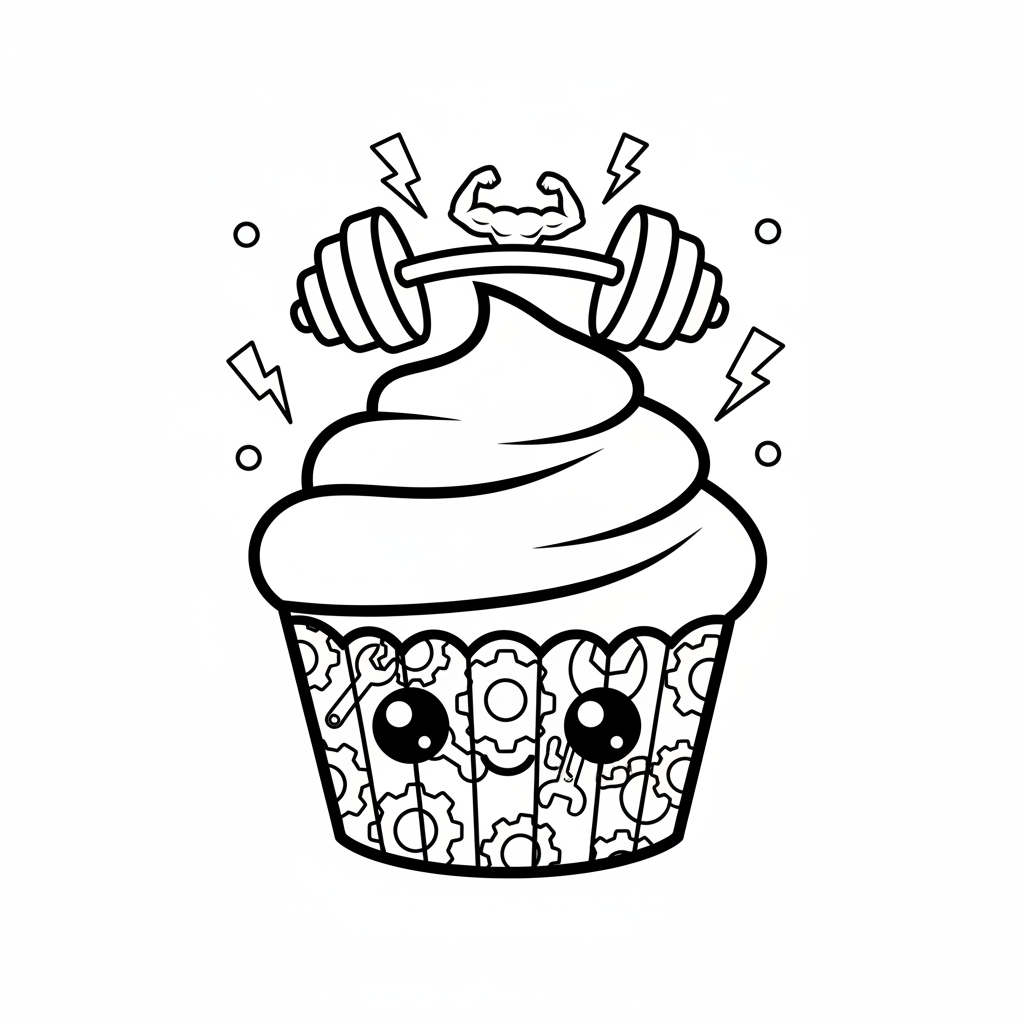 Cupcake coloring page for men - Standard style