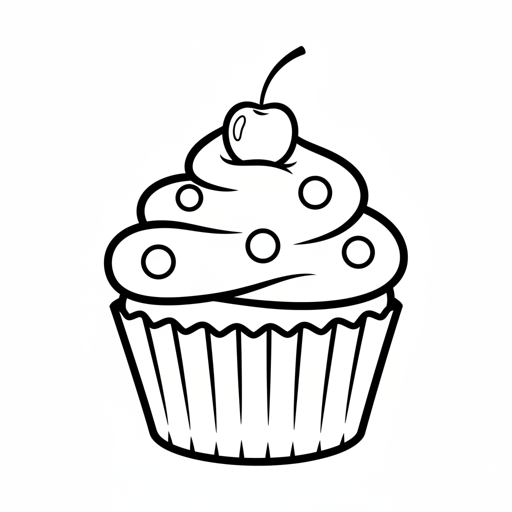 Cupcake coloring page for preschoolers - Standard style