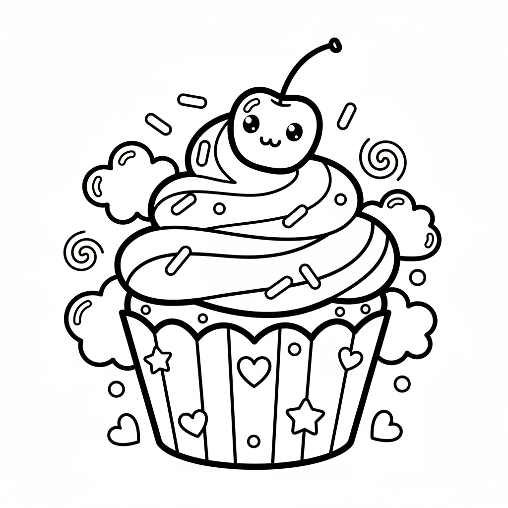Cupcake coloring page for teens - Standard style
