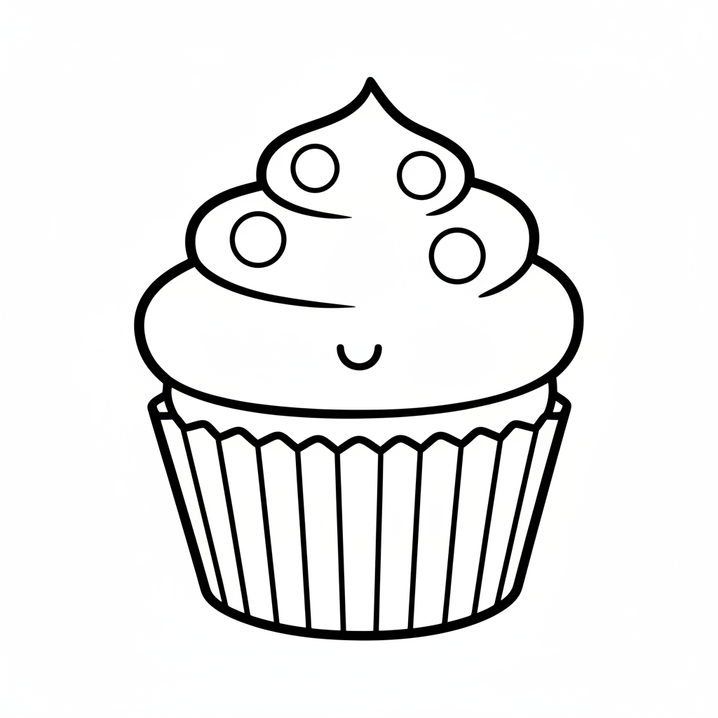 Cupcake coloring page for toddlers - Standard style