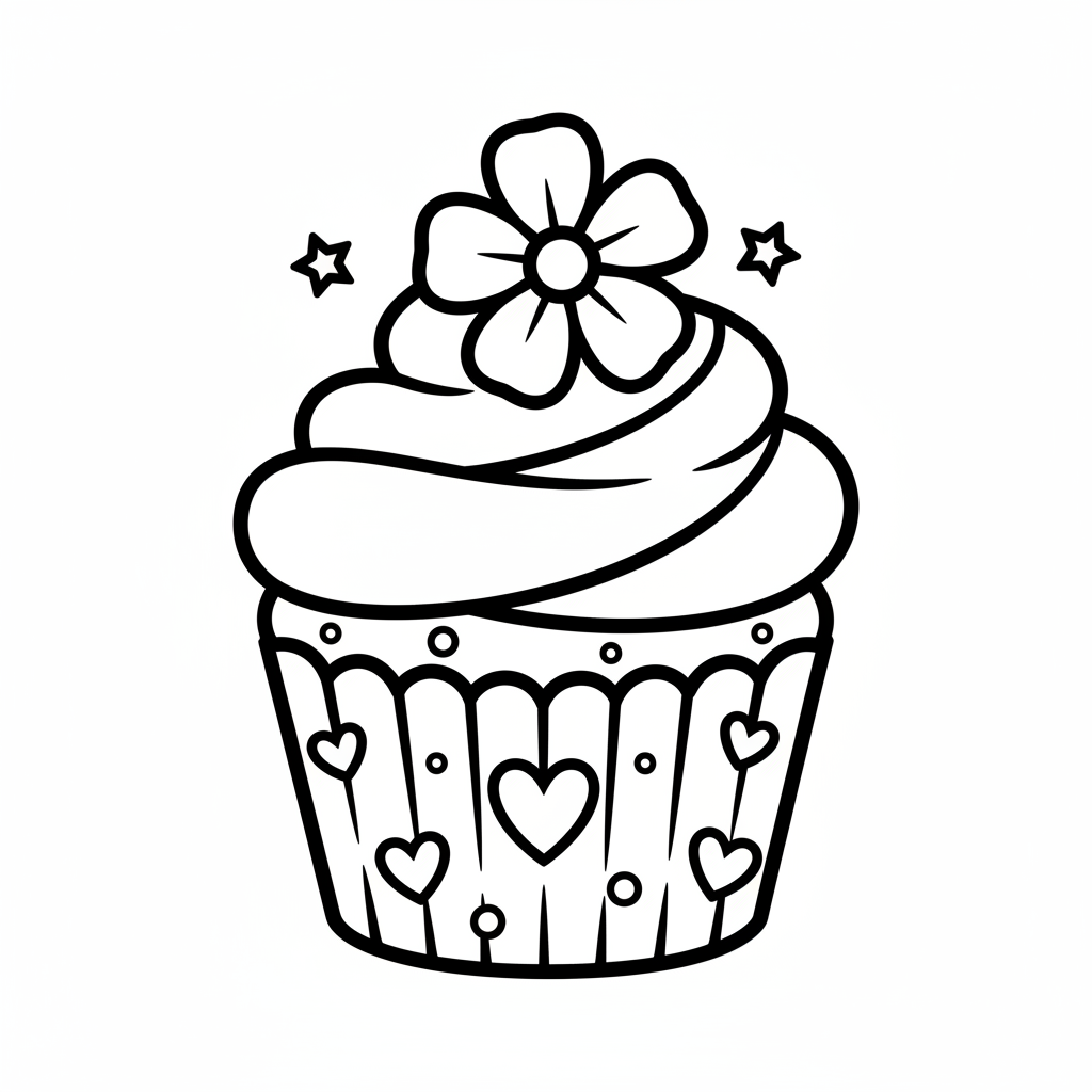Cupcake coloring page for women - Standard style