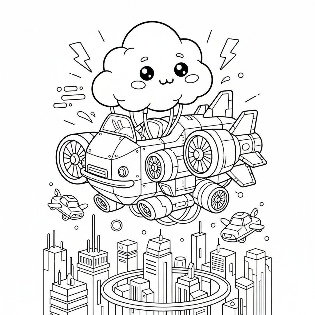 Air coloring page for everyone - Cyberpunk style