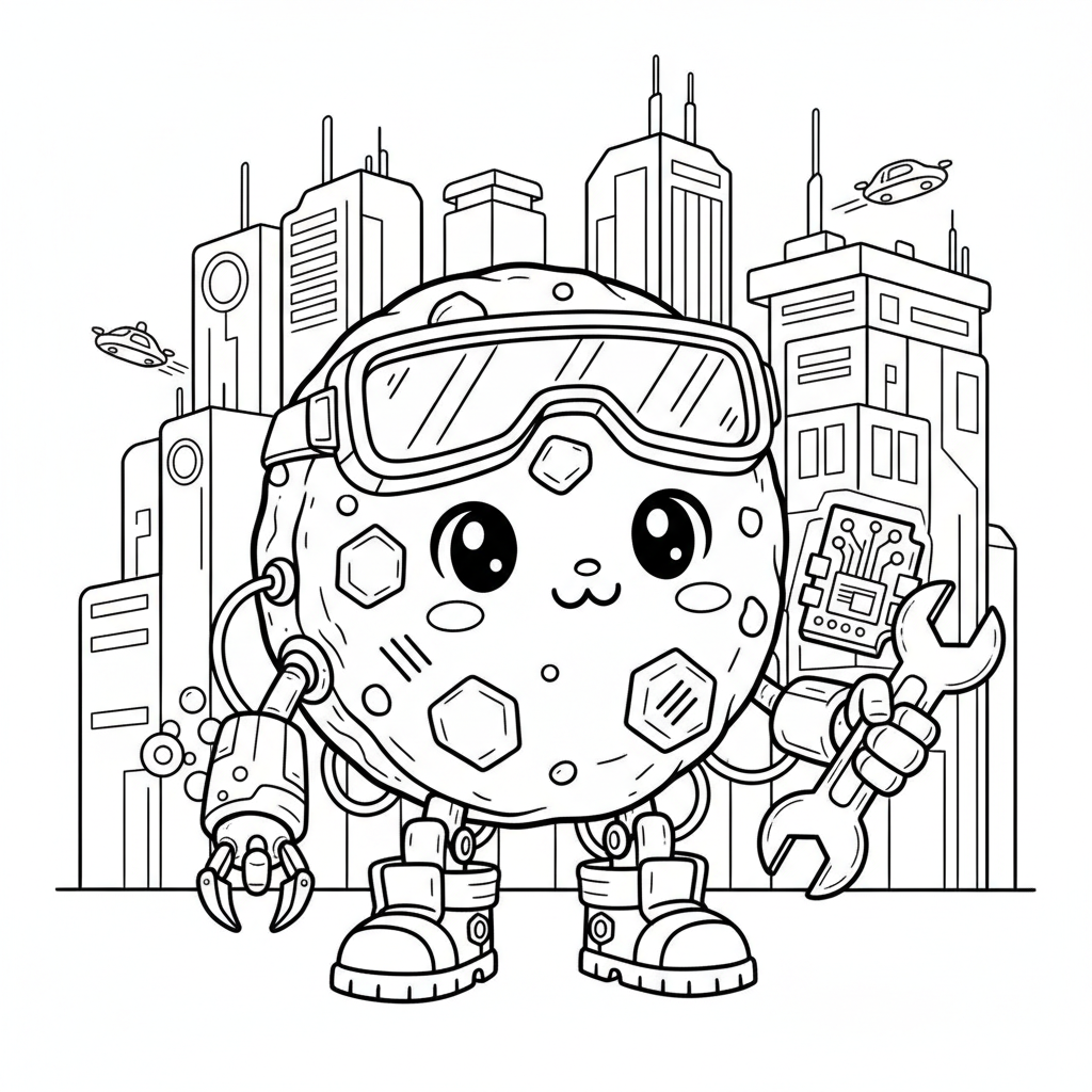 Cookie coloring page for everyone - Cyberpunk style