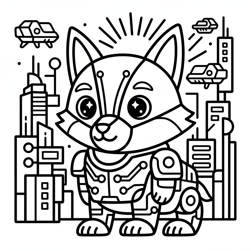Geometric coloring page for everyone - Cyberpunk style