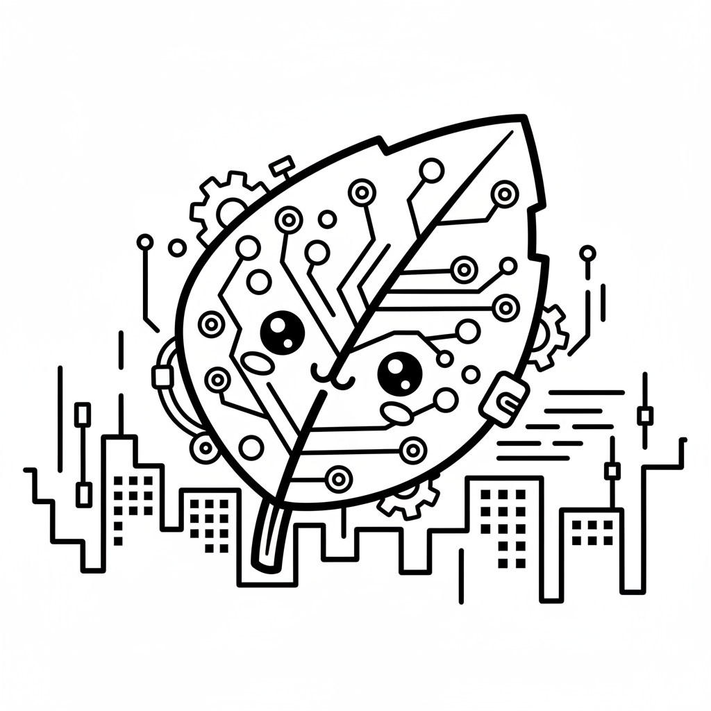 Leaf coloring page for everyone - Cyberpunk style