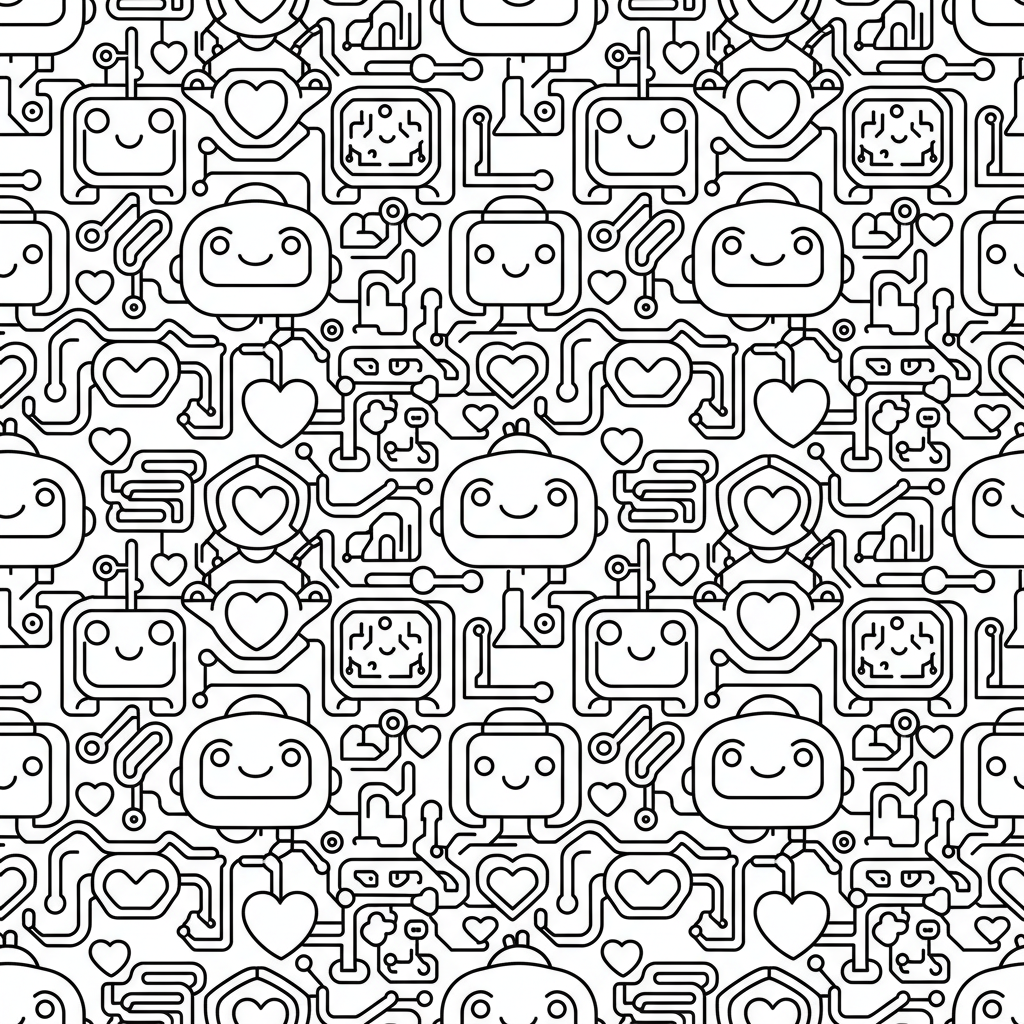 Pattern coloring page for everyone - Cyberpunk style