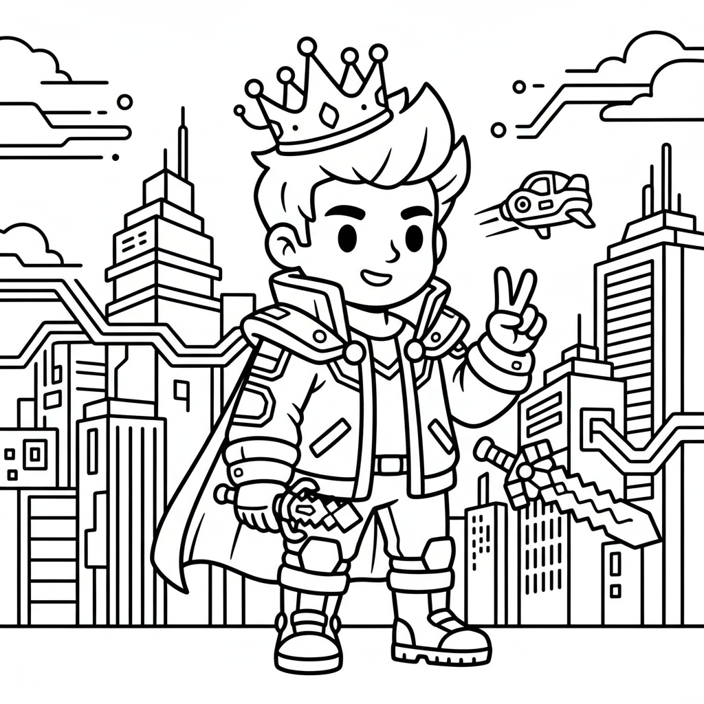 Prince coloring page for everyone - Cyberpunk style