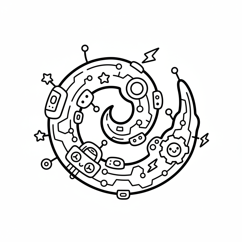 Swirl coloring page for everyone - Cyberpunk style
