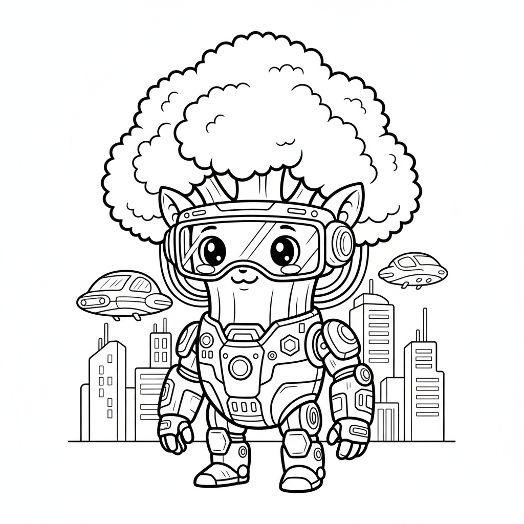 Vegetable coloring page for everyone - Cyberpunk style