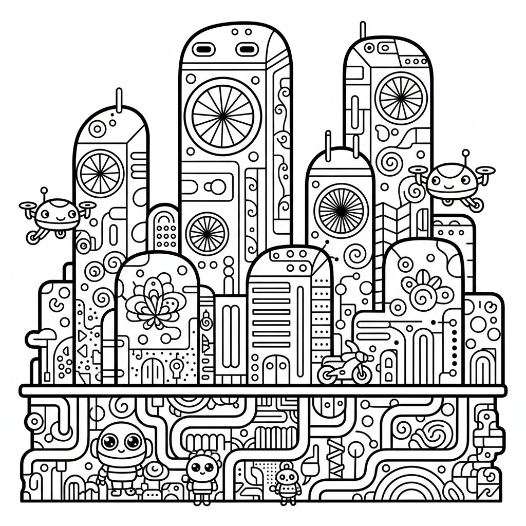 Zentangle coloring page for everyone - Cyberpunk style