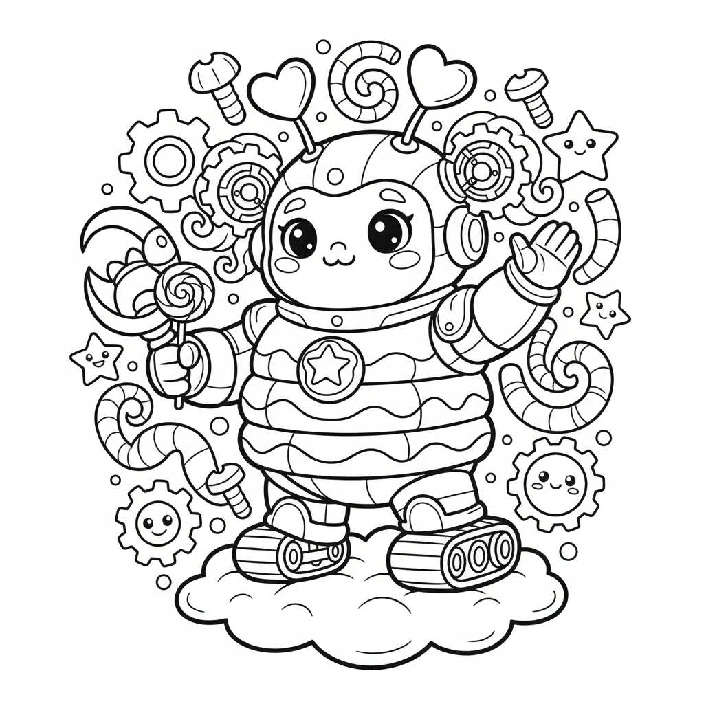 Cyborg coloring page for adults - Standard style