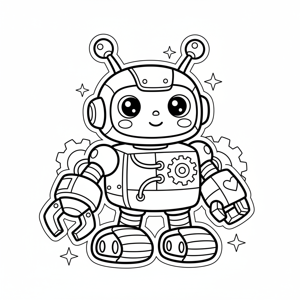 Cyborg coloring page for beginners - Standard style
