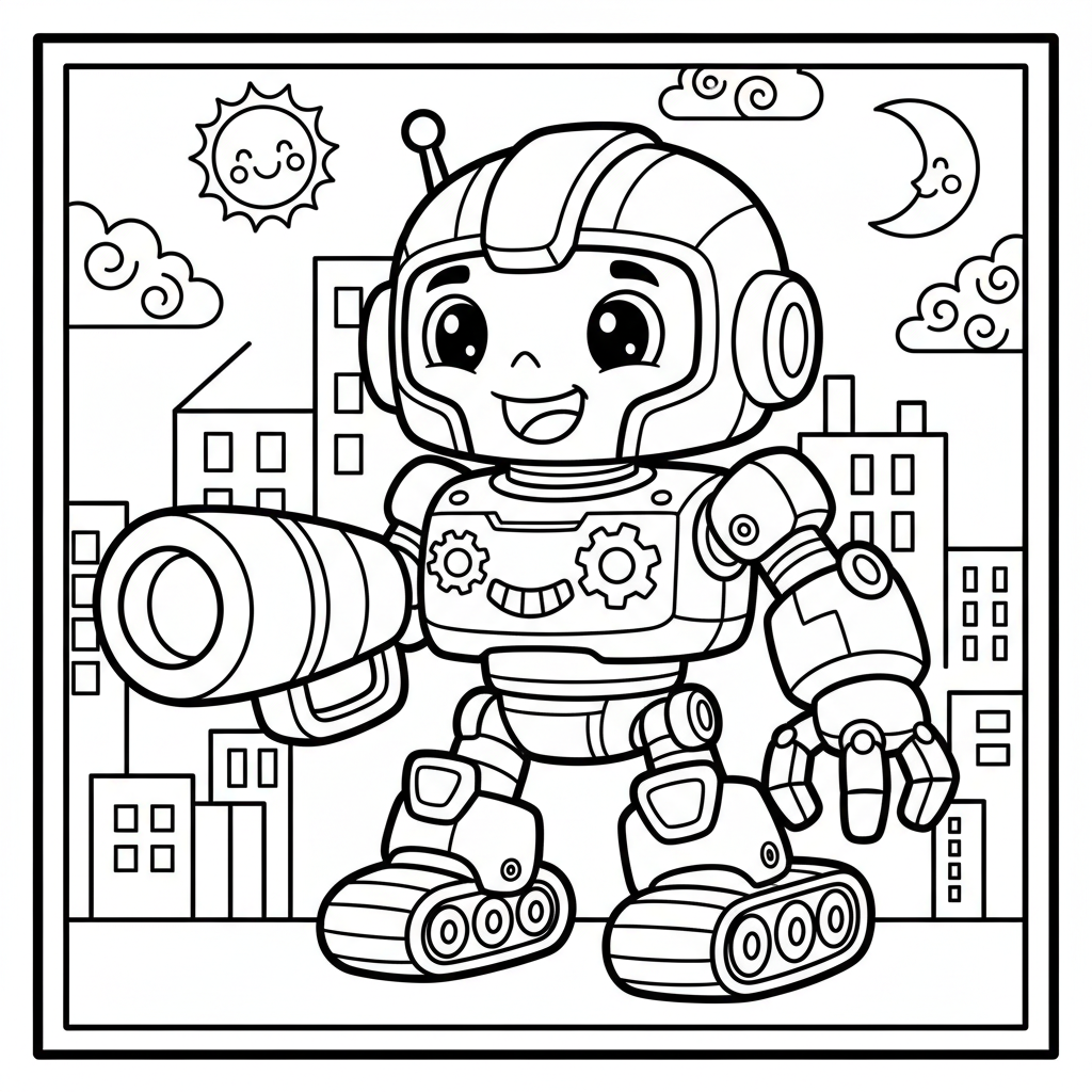 Cyborg coloring page for boys - Standard style