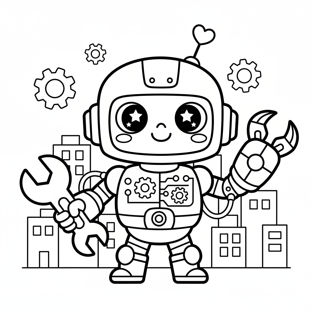 Cyborg coloring page for experts - Standard style