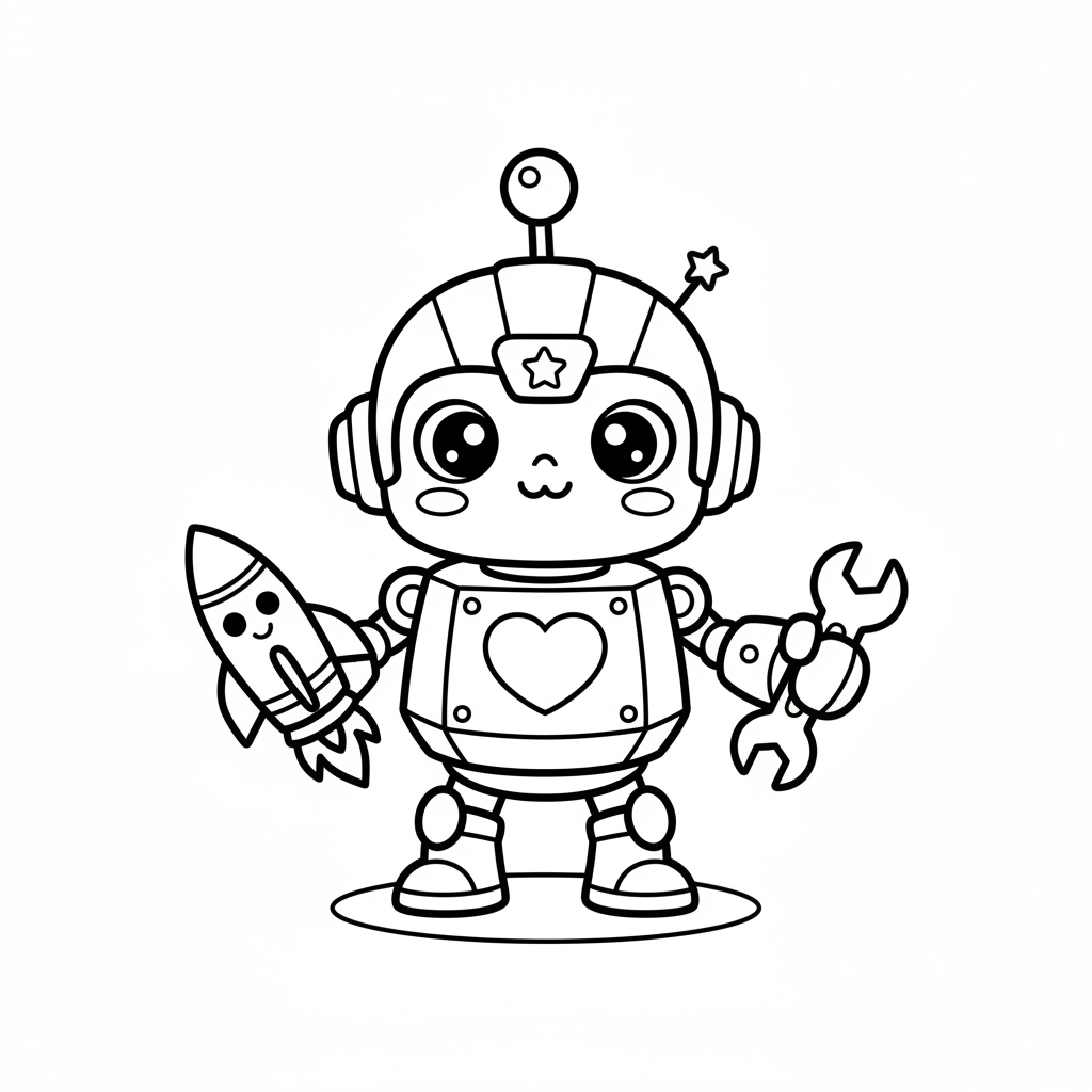 Cyborg coloring page for kids - Standard style