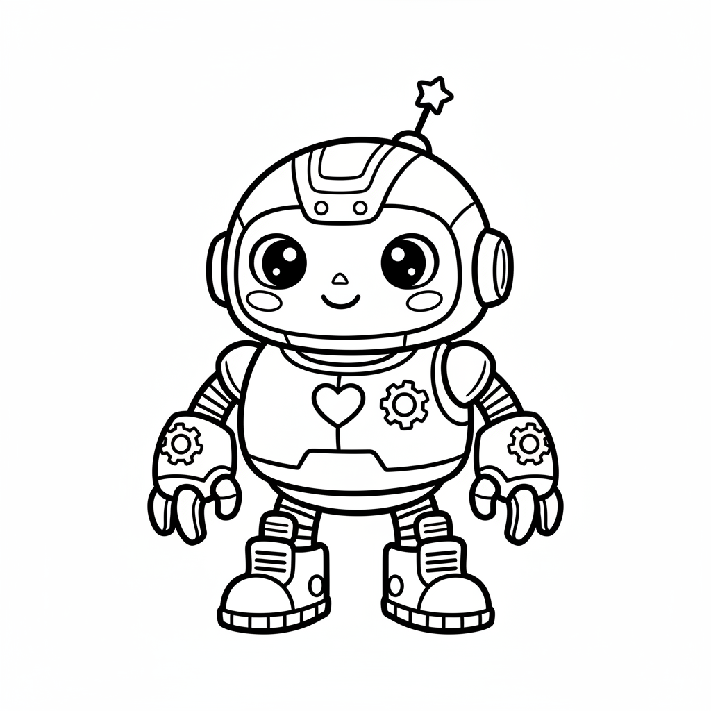 Cyborg coloring page for kindergarteners - Standard style