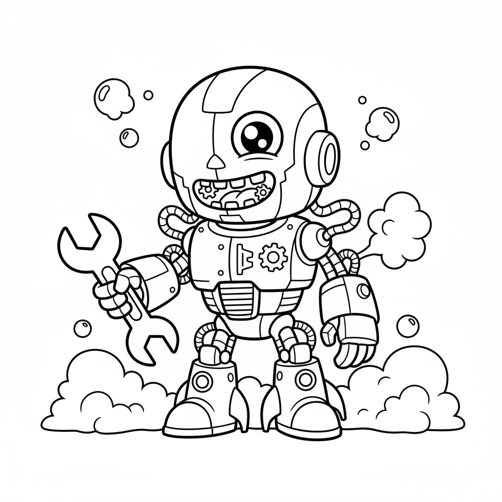 Cyborg coloring page for men - Standard style