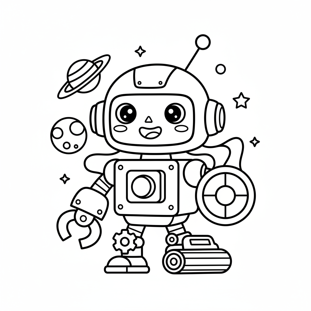 Cyborg coloring page for preschoolers - Standard style