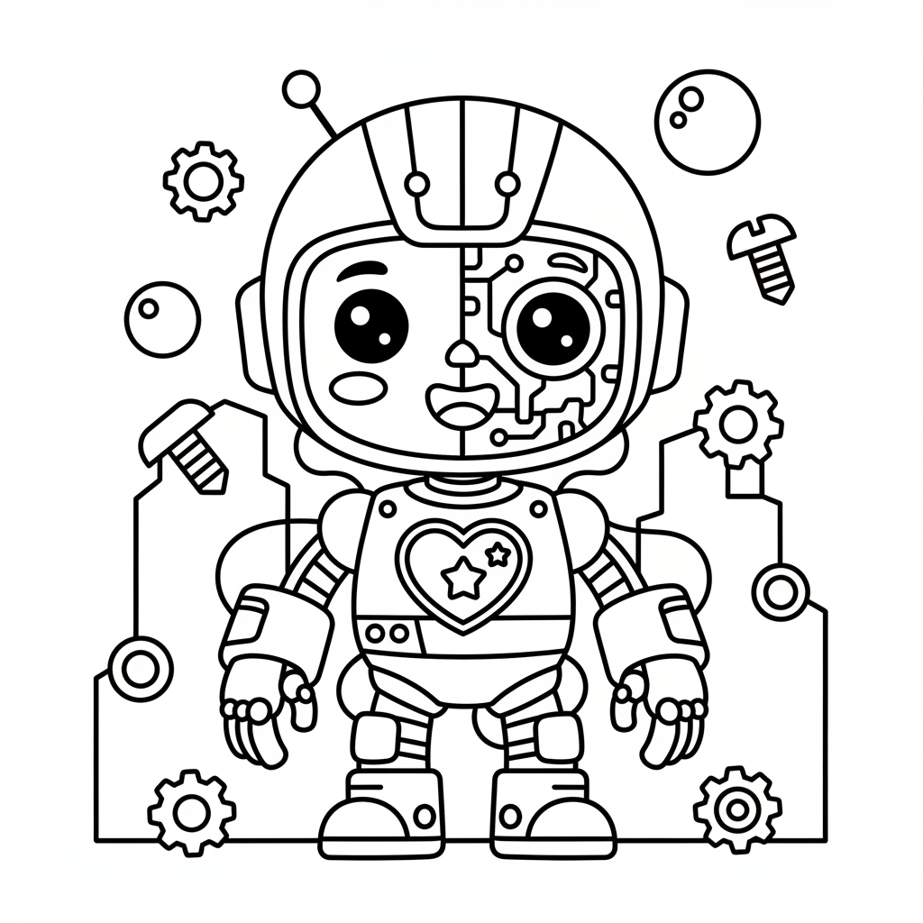 Cyborg coloring page for teens - Standard style