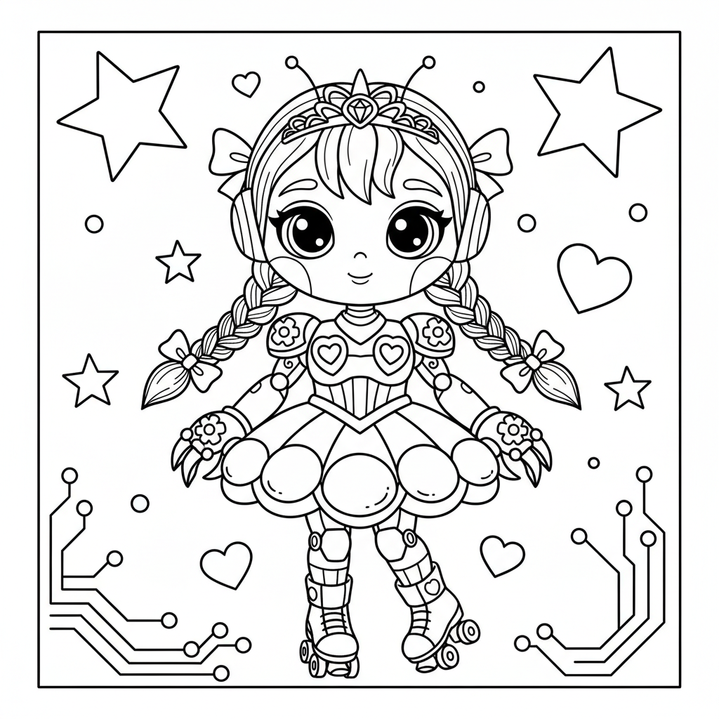 Cyborg coloring page for women - Standard style