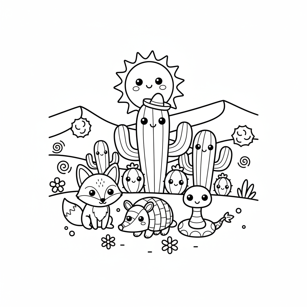 Desert coloring page for adults - Standard style