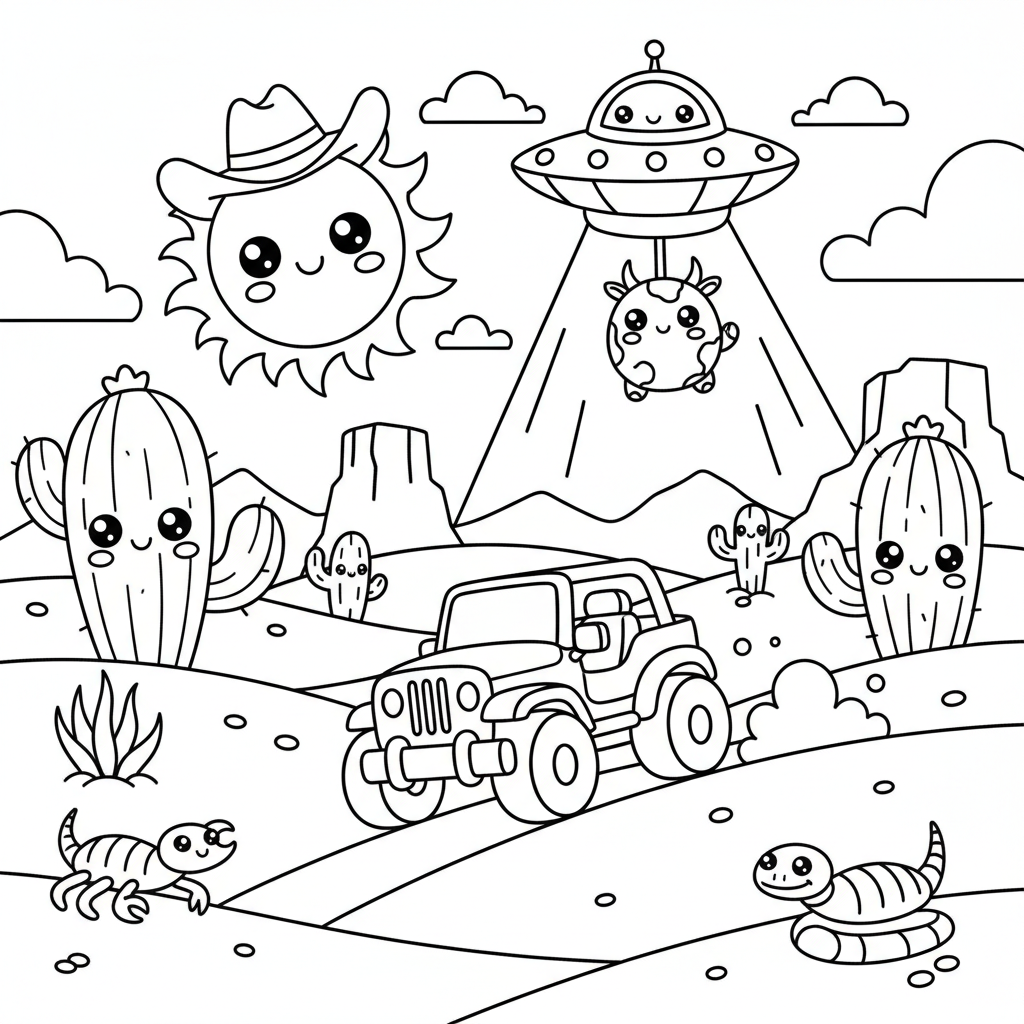 Desert coloring page for boys - Standard style