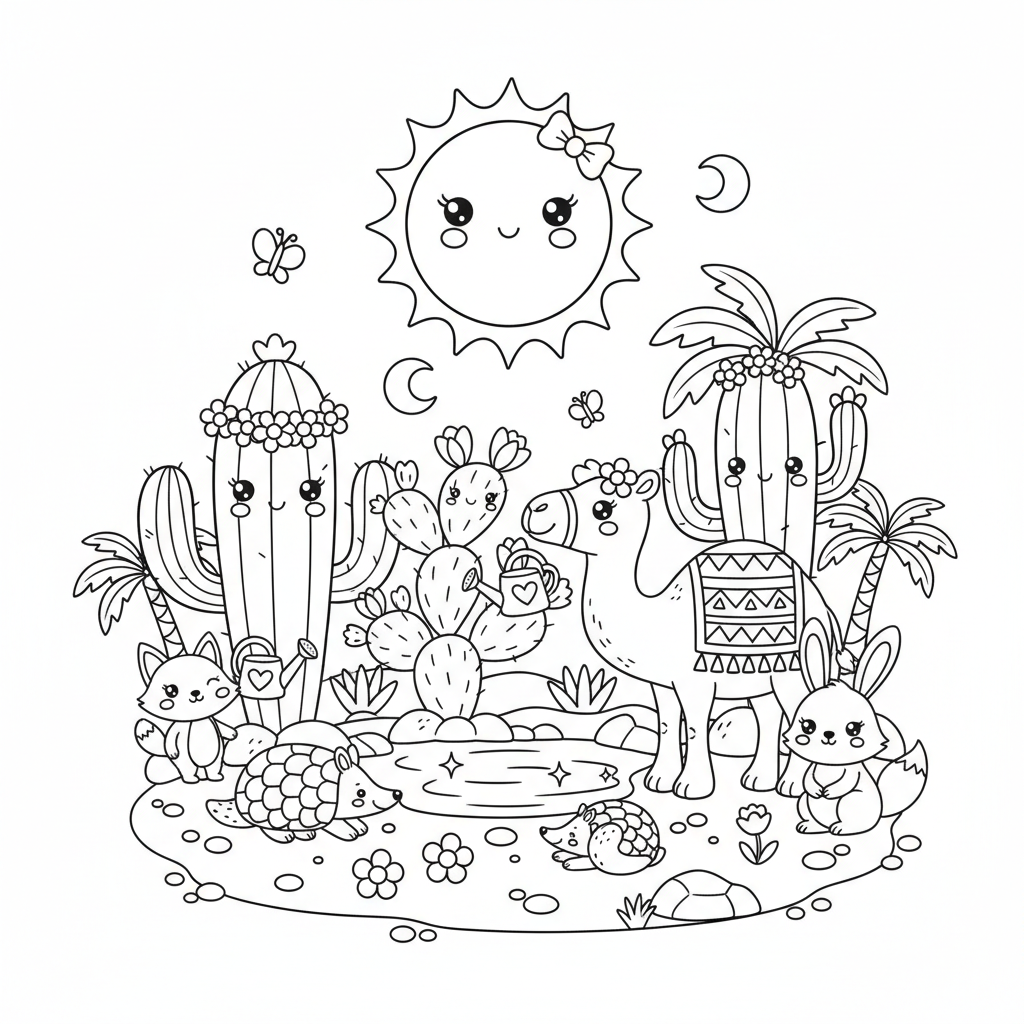 Desert coloring page for girls - Standard style