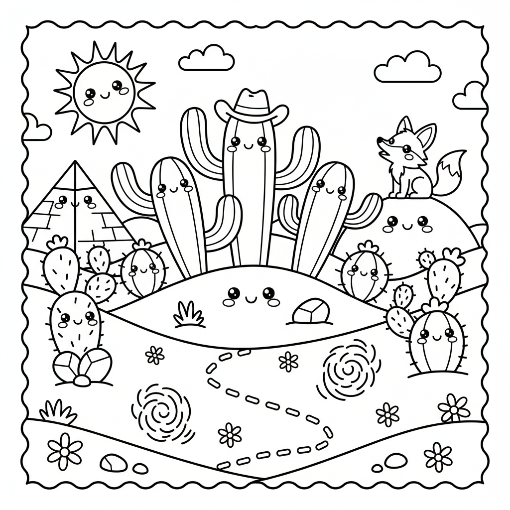 Desert coloring page for intermediates - Standard style