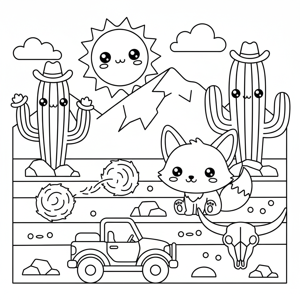 Desert coloring page for men - Standard style