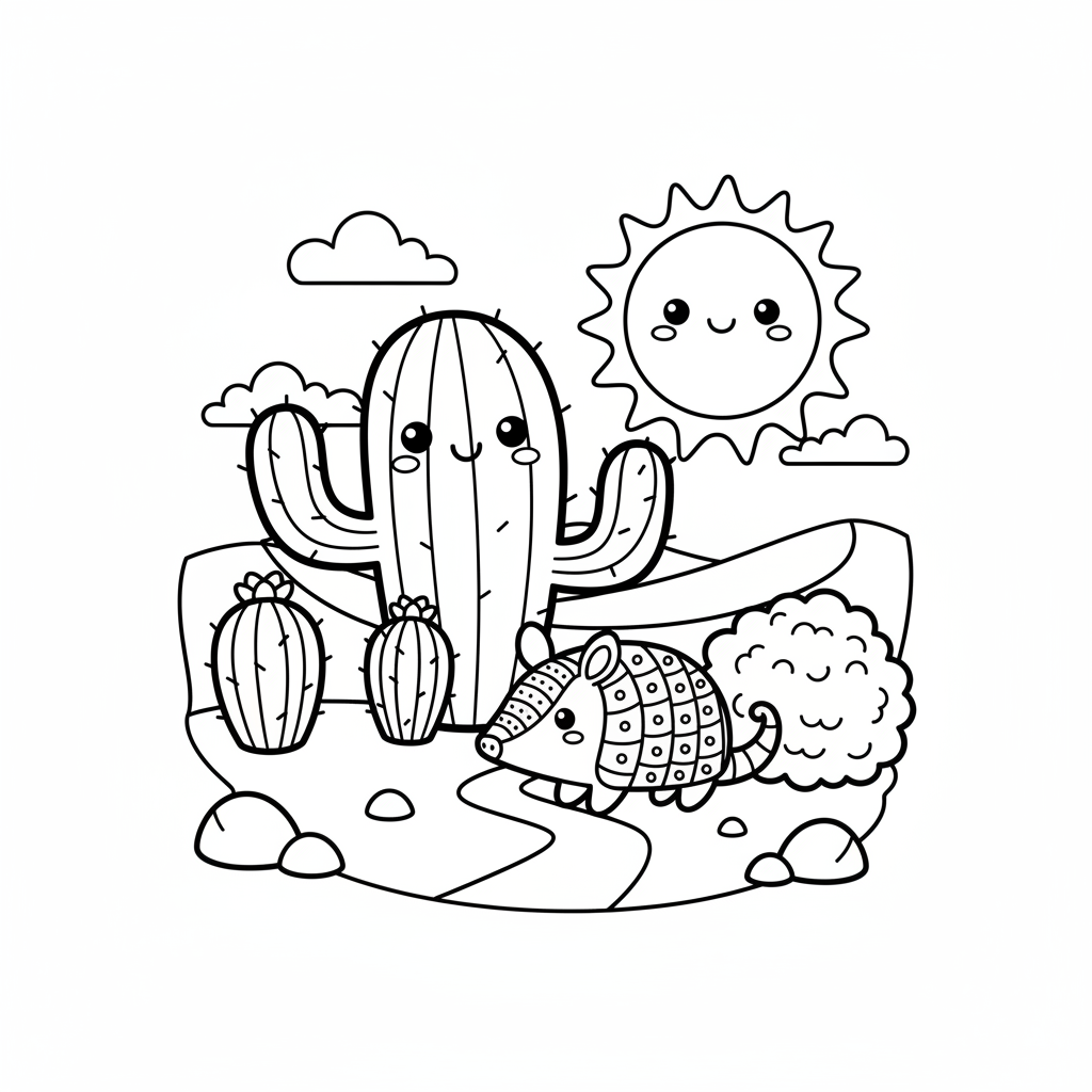 Desert coloring page for seniors - Standard style