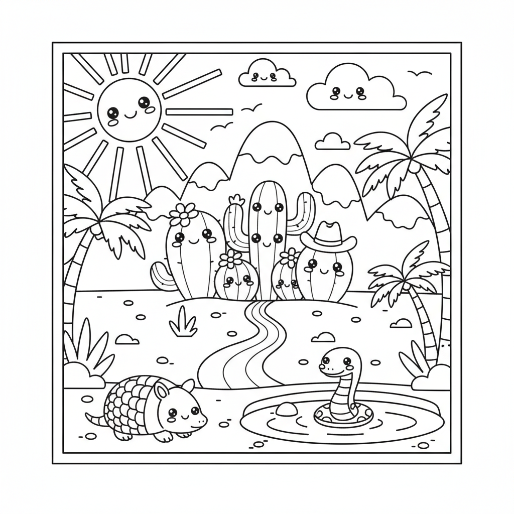 Desert coloring page for teens - Standard style