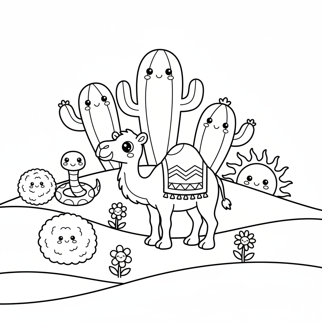Desert coloring page for toddlers - Standard style