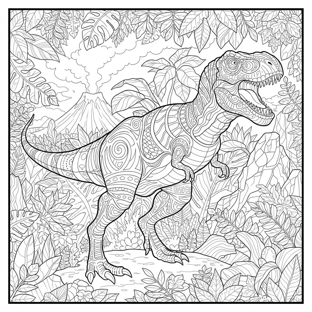 Dinosaur Coloring Page for Intermediates
