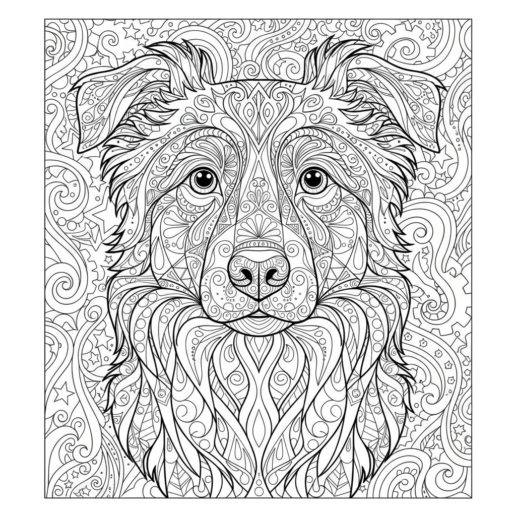 Dog Coloring Page for Intermediates