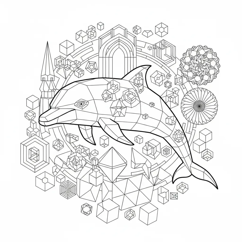 Dolphin coloring page for adults - Standard style